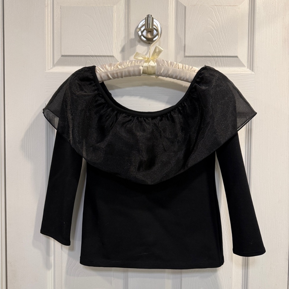 J. Crew Black Organza Ruffle Blouse NWT